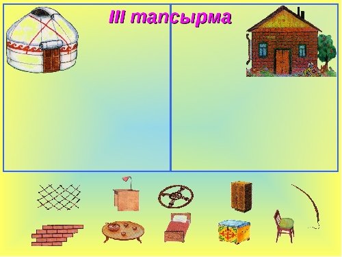 Төменде берілген сөздерді кесте бойынша топтап жаз. Тапсырма. Математика ойыны. Кояштагы тап иллюстрация. Киіз үй тех карта балабақшада.